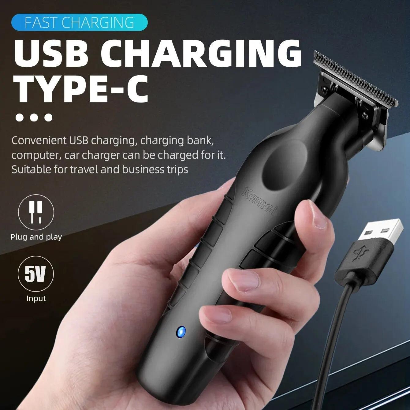 KEMEI Professional T-Outliner Barba & Aparador de Cabelo para Homens - Tecnologia sem Irritação - Aparador de Barba Elétrico Sem Fio - TendTuddo