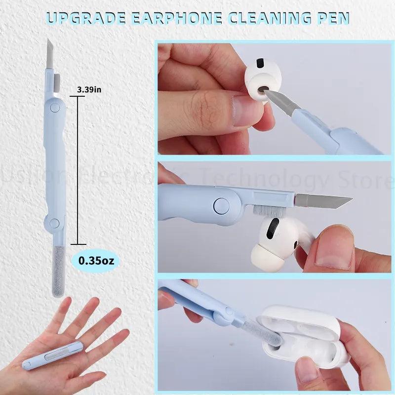 7-em-1 Kit de Limpeza de Teclado de Computador com Pincel, Caneta de Limpeza para Fones de Ouvido - Ferramentas de Limpeza para Limpar Headset, iPad, Telefone e Teclado - TendTuddo