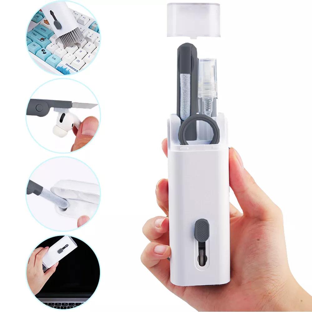 7-em-1 Kit de Limpeza de Teclado de Computador com Pincel, Caneta de Limpeza para Fones de Ouvido - Ferramentas de Limpeza para Limpar Headset, iPad, Telefone e Teclado - TendTuddo