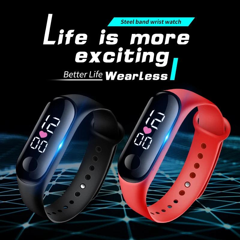 Relógio Digital Simples para Homens e Mulheres, Moda Esportiva, LED Eletrônico, Pulseira de Silicone Colorida, Relógio Casual - TendTuddo