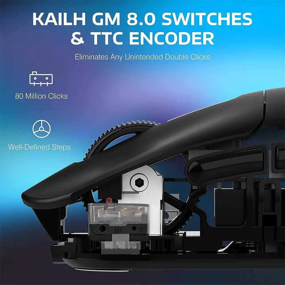 X3 Lightweight Wireless Gaming Mouse with 3 Mode 2.4G USB-C Wired Bluetooth 26K DPI PAW3395 Optical Sensor for PC/Laptop/Win/Mac - TendTuddo